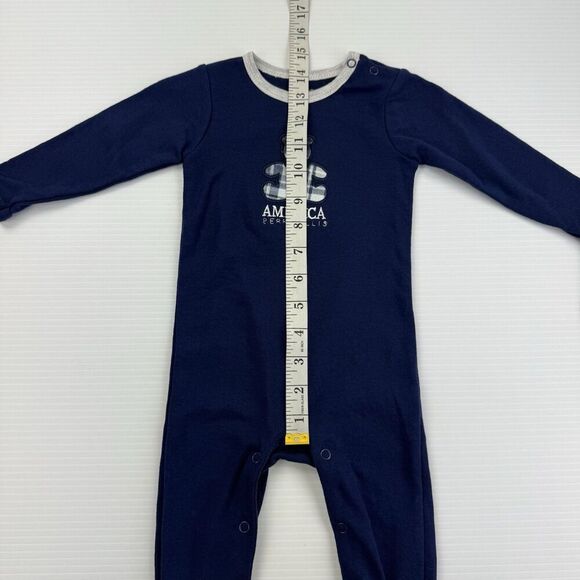 Perry Ellis America Baby Boy Sleeper 9M Navy Plaid Teddy Bear Footed Pajamas NWT - Picture 9 of 11